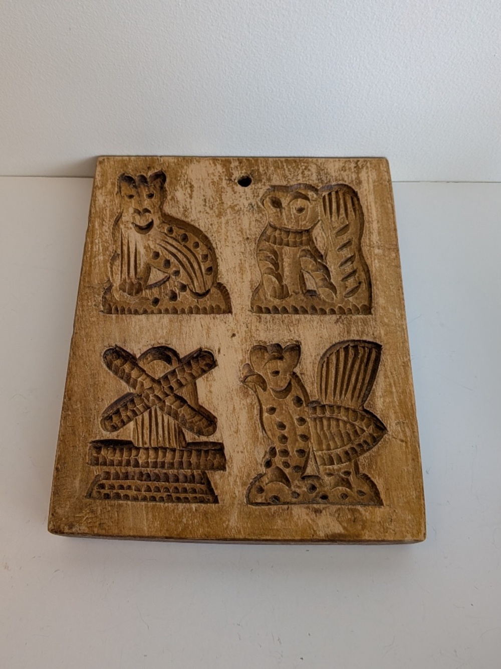 Carved wooden Dutch Cookie / Butter Mold Springerle Specula's Animal Windmill